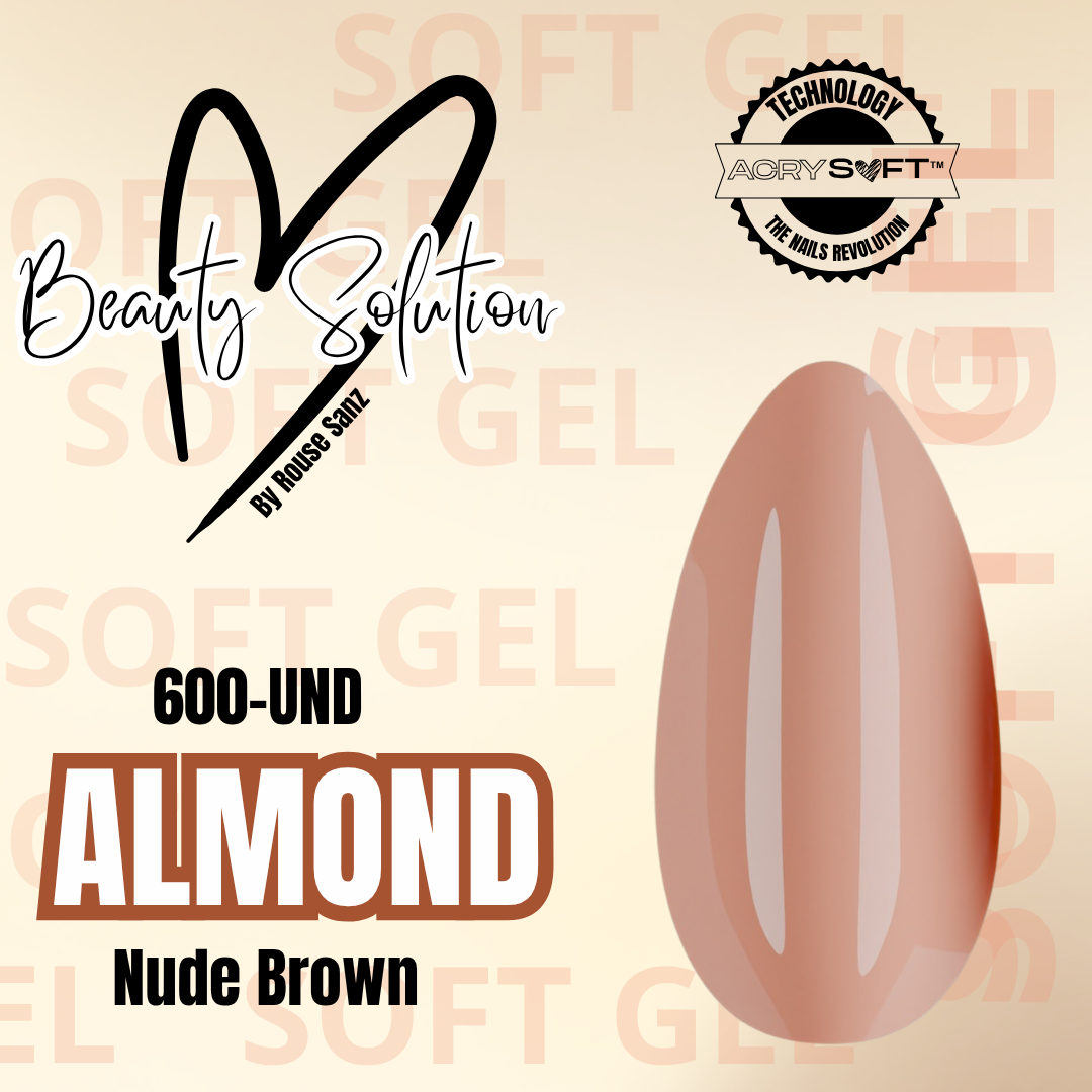Tips Soft Gel Almond 600 Unidades – Clear & Brown | Tecnología AcrySoft™