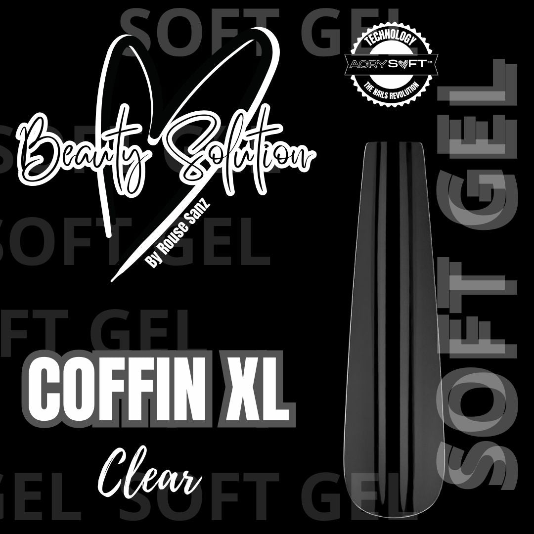 TIPS SOFT GEL COFFIN XL CLEAR 240 UND